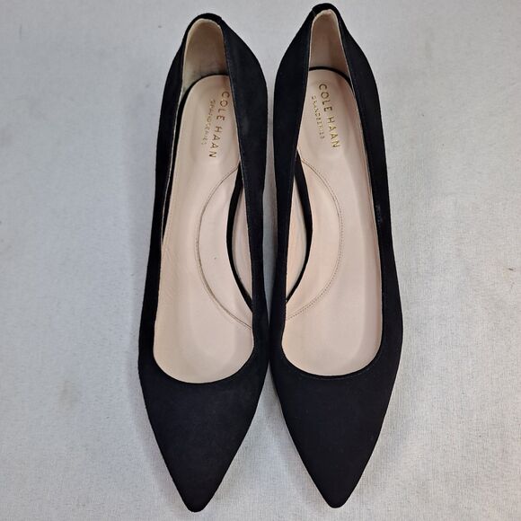 Cole Haan Suede Heels Women's Size 9.5B Black Kitten Heel Pointed Toe Pumps - Picture 5 of 10